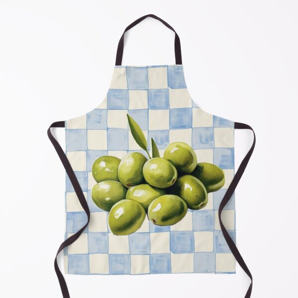Item preview, Mediterranean Olive Poster | Italian Kitchen Wall Art | Blue Checkerboard Print designed and sold by potraitsbyana.