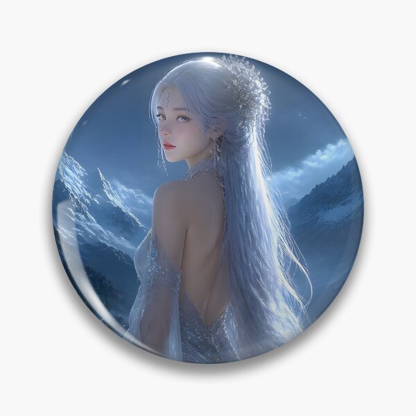 Item preview, TITLE: Lady of the Crystal Lake Moonlit Fantasy Woman with Glowing Lotus Flower designed and sold by LittleBigGifts.