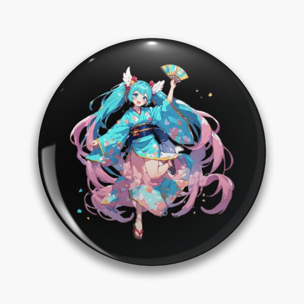 Item preview, Anime Girl in Blue Floral Kimono with Fan designed and sold by Radhestore.