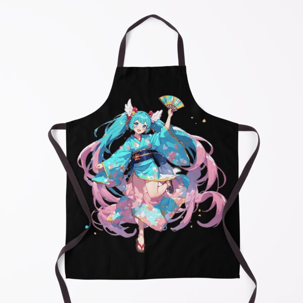 Item preview, Anime Girl in Blue Floral Kimono with Fan designed and sold by Radhestore.