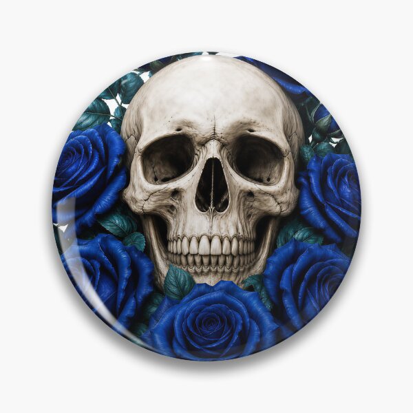 Item preview, Gothic Skull with Vibrant Blue Roses designed and sold by FrozenPolarBear.