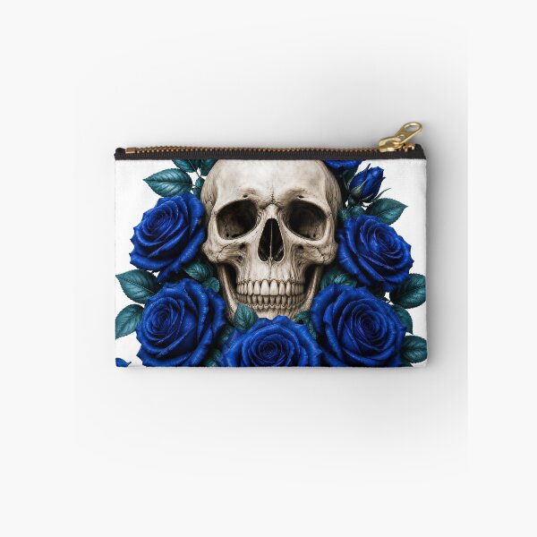 Item preview, Gothic Skull with Vibrant Blue Roses designed and sold by FrozenPolarBear.
