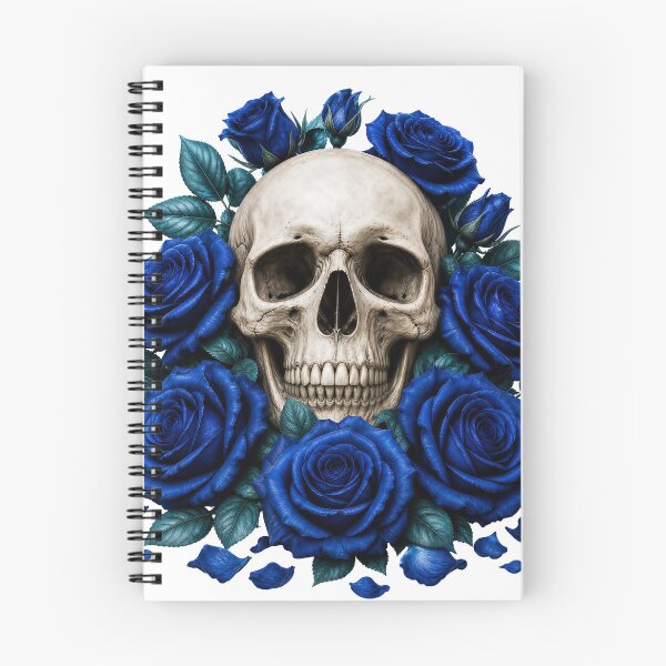 Item preview, Gothic Skull with Vibrant Blue Roses designed and sold by FrozenPolarBear.