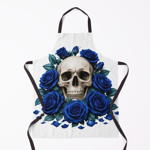 Item preview, Gothic Skull with Vibrant Blue Roses designed and sold by FrozenPolarBear.