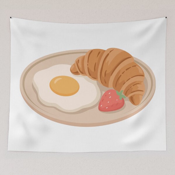 Item preview, Croissant and Fried Egg Breakfast Plate with Strawberry designed and sold by Anne97s.