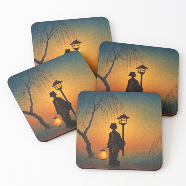Item preview, Spring Evening - Japanese Lantern Night Art Nouveau Geisha Silhouette for Vintage Art Lovers designed and sold by RickE.