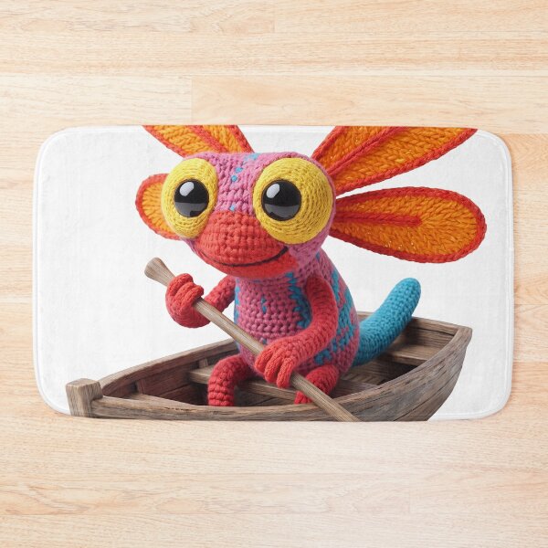 Item preview, Cute Crochet Dragonfly Creature in Wooden Rowboat designed and sold by canvahub.