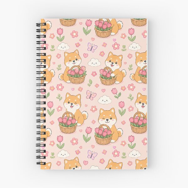 Item preview, Shiba Inu Tulip Basket Kawaii Pattern designed and sold by Soft Berry Studio.