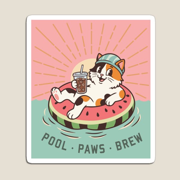 Item preview, Retro Summer Cat Watermelon Float Art For Iced Brew Coffee Lovers designed and sold by roarsomethings.