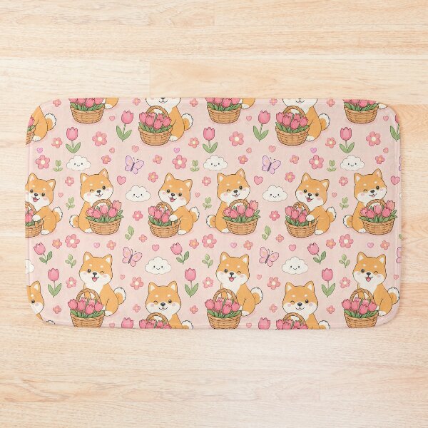 Item preview, Shiba Inu Tulip Basket Kawaii Pattern designed and sold by Soft Berry Studio.