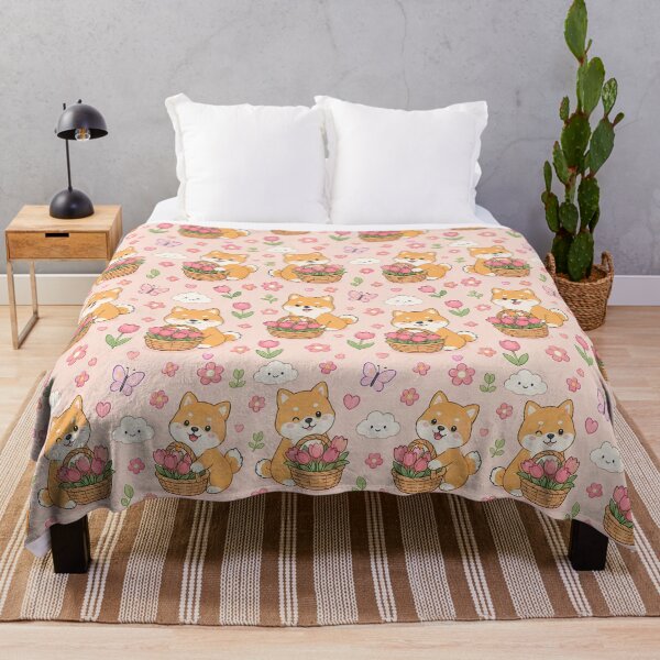 Item preview, Shiba Inu Tulip Basket Kawaii Pattern designed and sold by Soft Berry Studio.