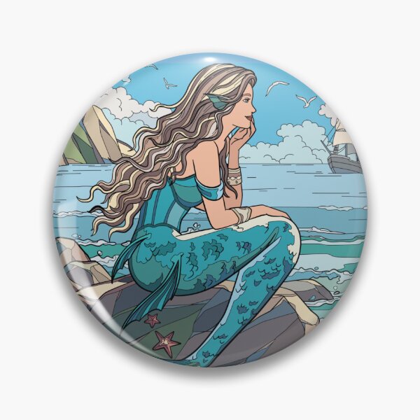 Item preview, ​Vintage Mermaid Ocean Sunset - Retro Aesthetic Sea Witch Art designed and sold by crystalar95.