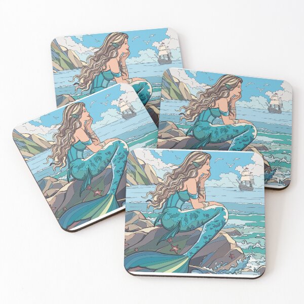 Item preview, ​Vintage Mermaid Ocean Sunset - Retro Aesthetic Sea Witch Art designed and sold by crystalar95.