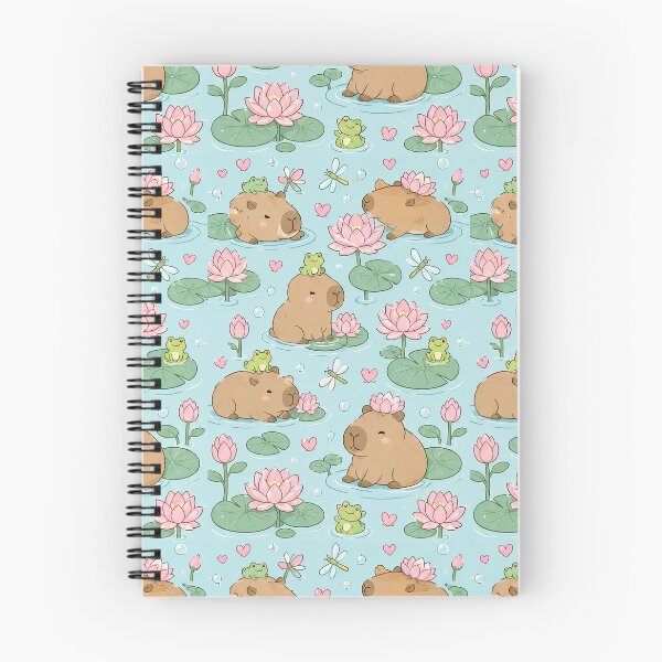 Item preview, Capybara Lotus Pond Kawaii Pattern designed and sold by Soft Berry Studio.