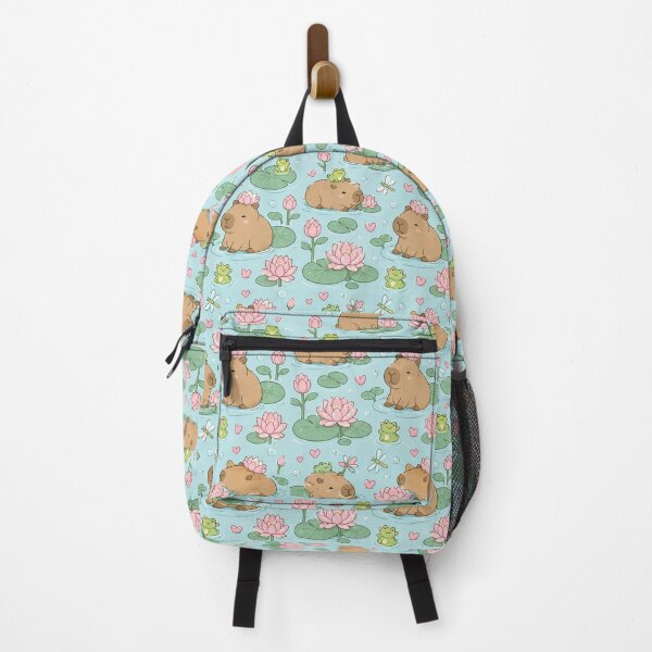 Item preview, Capybara Lotus Pond Kawaii Pattern designed and sold by Soft Berry Studio.
