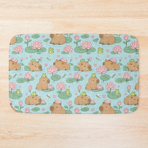 Item preview, Capybara Lotus Pond Kawaii Pattern designed and sold by Soft Berry Studio.