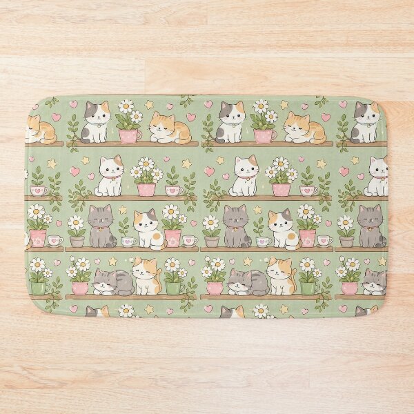 Item preview, Cozy Cat Daisy Shelf Kawaii Pattern designed and sold by Soft Berry Studio.