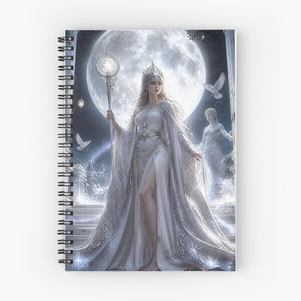 Item preview, Priestess of the Moon Temple Fantasy Goddess with Crescent Staff designed and sold by LittleBigGifts.