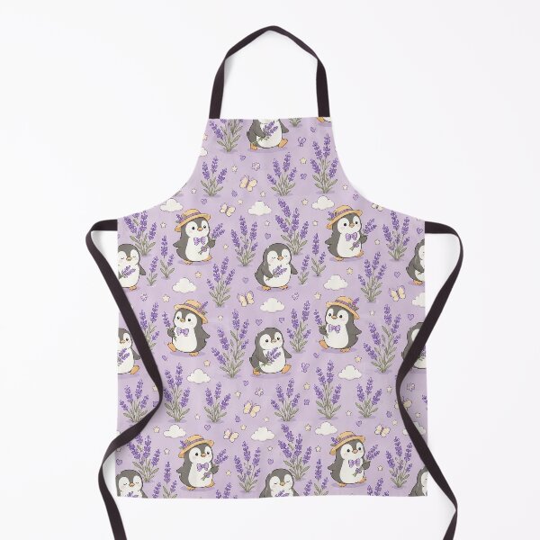 Item preview, Penguin Lavender Garden Kawaii Pattern designed and sold by Soft Berry Studio.