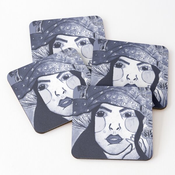 Item preview, Black and White Girl Polka Dot Hat - Monochrome Pop Art Portrait designed and sold by Sylwka447.