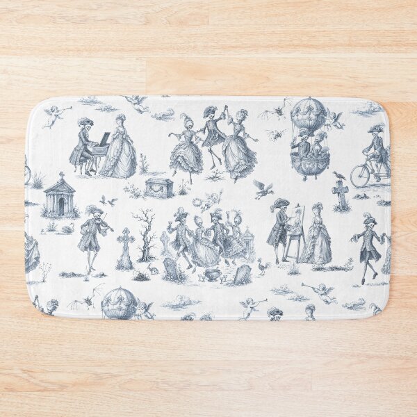 Item preview, DANSE MACABRE TOILE - FADED INDIGO ON WHITE designed and sold by FISCHKANDI DESIGN STUDIO.