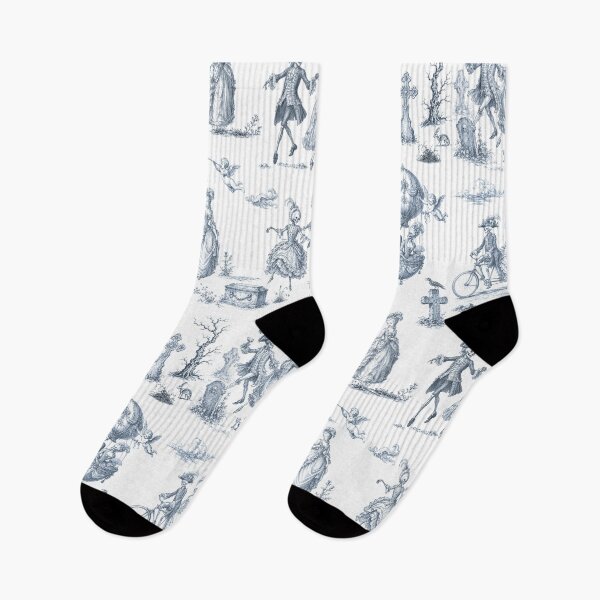 Item preview, DANSE MACABRE TOILE - FADED INDIGO ON WHITE designed and sold by FISCHKANDI DESIGN STUDIO.