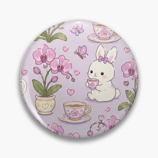 Item preview, Bunny Orchid Tea Garden Kawaii Pattern designed and sold by Soft Berry Studio.
