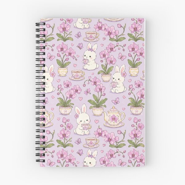 Item preview, Bunny Orchid Tea Garden Kawaii Pattern designed and sold by Soft Berry Studio.