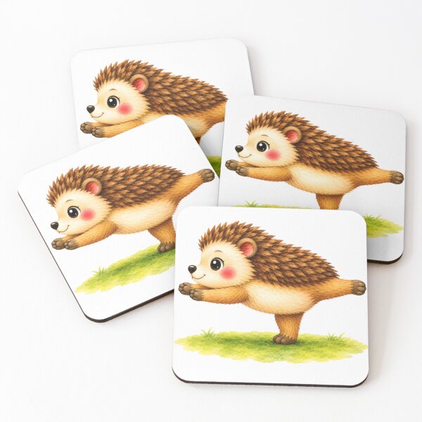 Item preview, Warrior 3 Hedgehog Yoga Watercolor Print designed and sold by YogiAnimalArt.