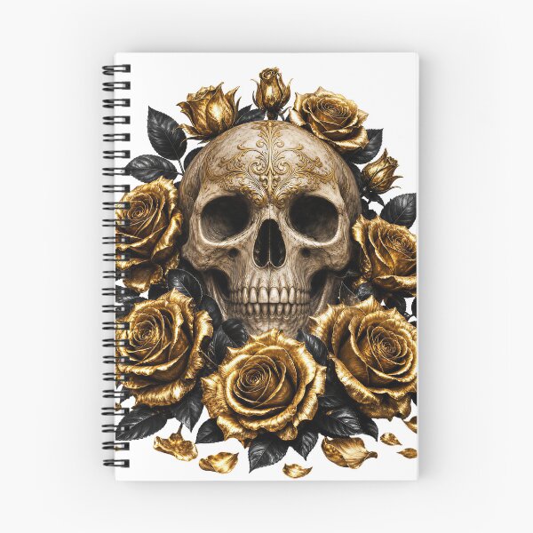 Item preview, Ornate Gothic Skull with Golden Roses designed and sold by FrozenPolarBear.
