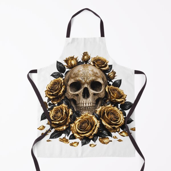 Item preview, Ornate Gothic Skull with Golden Roses designed and sold by FrozenPolarBear.
