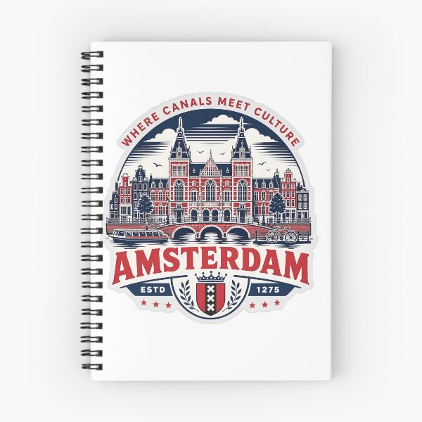 Item preview, Amsterdam Where Canals Meet Culture – Retro Dutch City Badge designed and sold by Earth Celebration Designs.