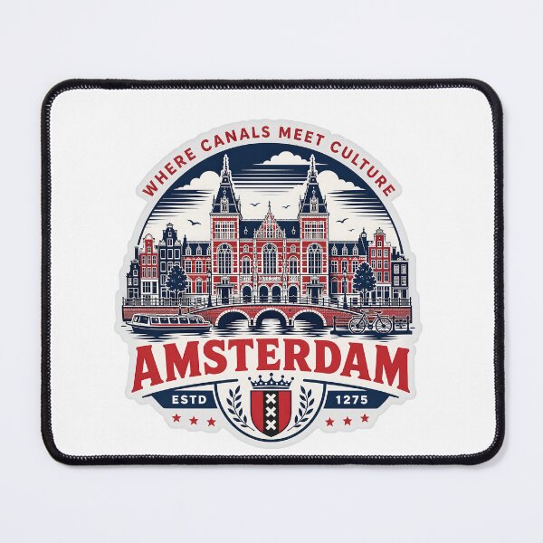 Item preview, Amsterdam Where Canals Meet Culture – Retro Dutch City Badge designed and sold by Earth Celebration Designs.