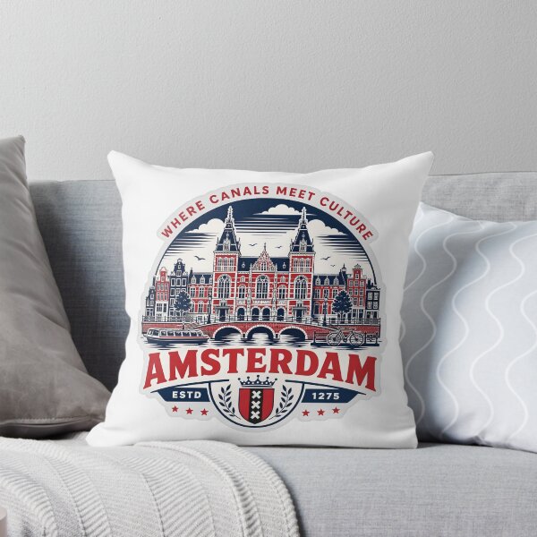 Item preview, Amsterdam Where Canals Meet Culture – Retro Dutch City Badge designed and sold by Earth Celebration Designs.