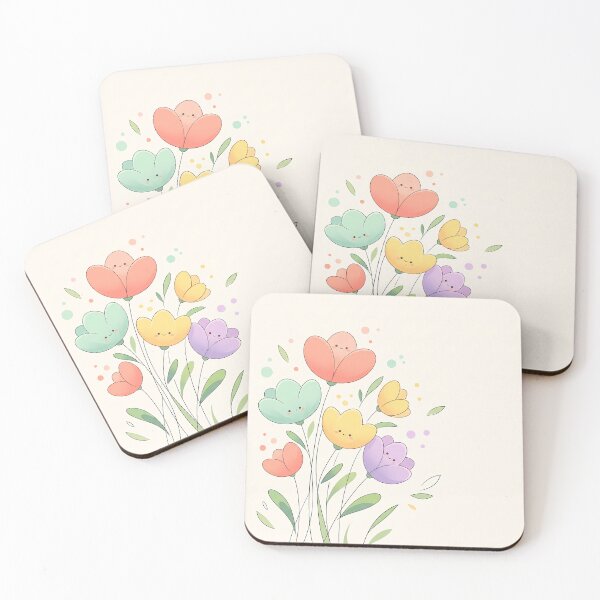 Item preview, Cute Kawaii Smiling Spring Flowers designed and sold by Neural Dream.