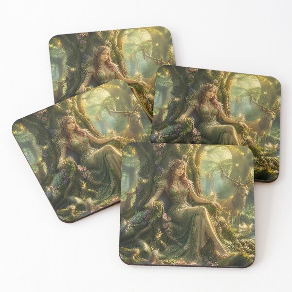 Item preview, Queen of the Enchanted Forest Fairy Goddess with Deer and Fairies designed and sold by LittleBigGifts.