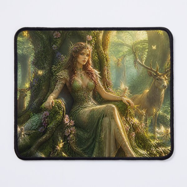 Item preview, Queen of the Enchanted Forest Fairy Goddess with Deer and Fairies designed and sold by LittleBigGifts.