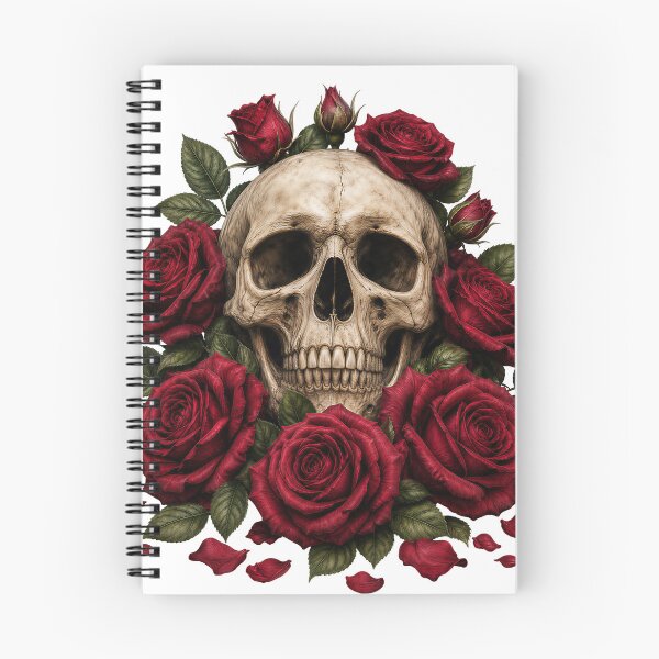 Item preview, Romantic Gothic Skull with Deep Red Roses designed and sold by FrozenPolarBear.