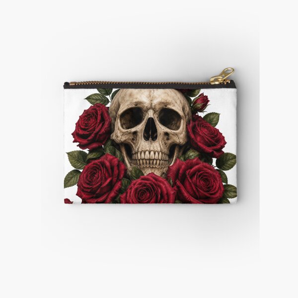 Item preview, Romantic Gothic Skull with Deep Red Roses designed and sold by FrozenPolarBear.