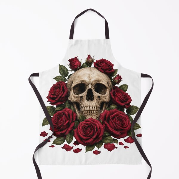 Item preview, Romantic Gothic Skull with Deep Red Roses designed and sold by FrozenPolarBear.