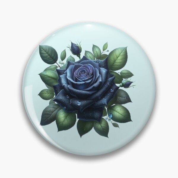 Item preview, Dark Blue Rose with Water Drops Floral Illustration designed and sold by SweetLilith.