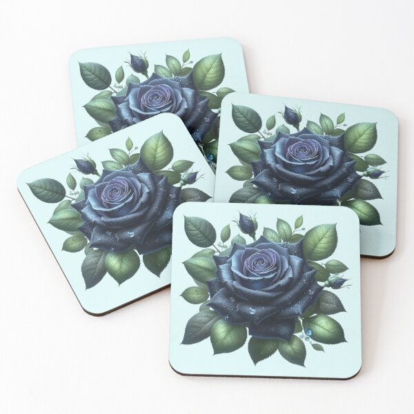 Item preview, Dark Blue Rose with Water Drops Floral Illustration designed and sold by SweetLilith.