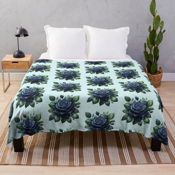 Item preview, Dark Blue Rose with Water Drops Floral Illustration designed and sold by SweetLilith.