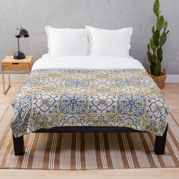 Item preview, Mediterranean Olive Azulejo Patchwork designed and sold by The Blue Window.