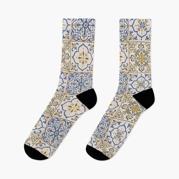 Item preview, Mediterranean Olive Azulejo Patchwork designed and sold by The Blue Window.