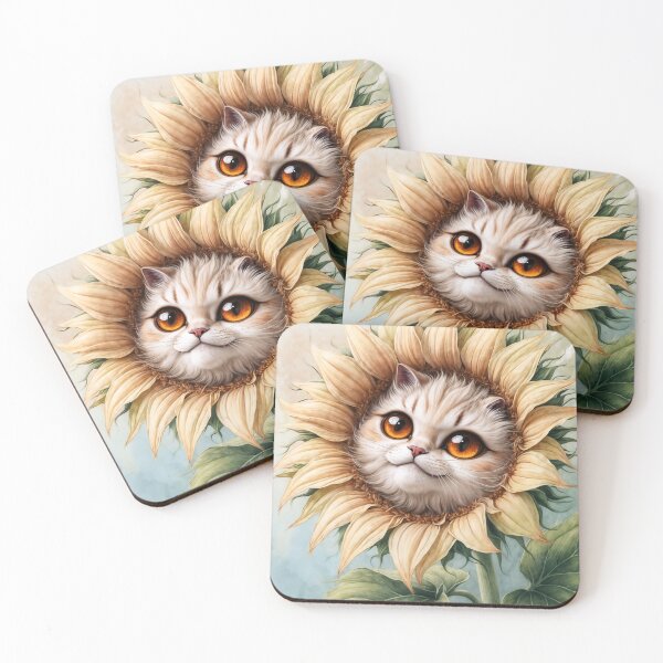 Item preview, Cute Sunflower Cat Face Art - Cat Portrait designed and sold by QQQueen.