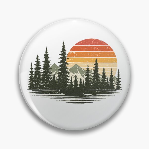 Item preview, Retro Pine Forest Mountain Sunset Vintage Nature Adventure designed and sold by Moizento.