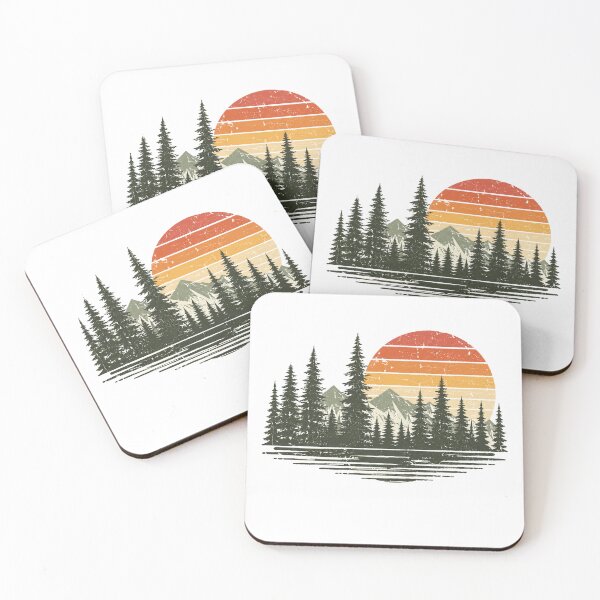 Item preview, Retro Pine Forest Mountain Sunset Vintage Nature Adventure designed and sold by Moizento.