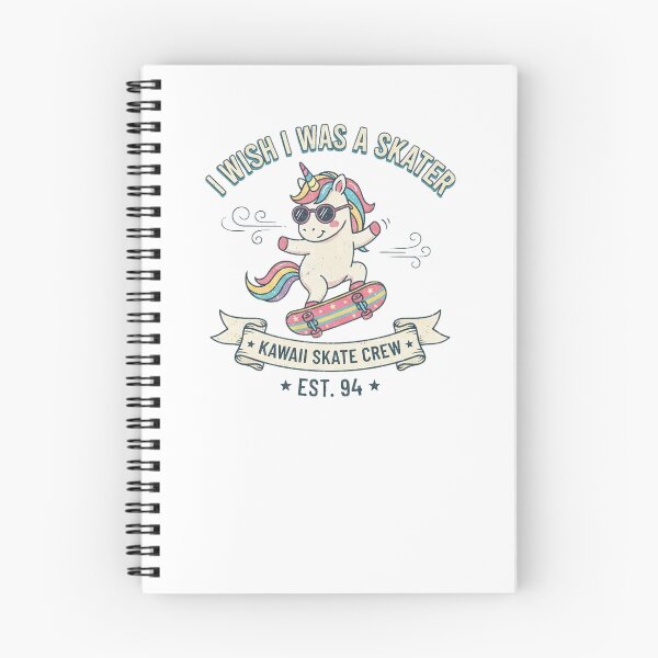 Item preview, I Wish I Was a Skater Kawaii Unicorn Skateboarding Crew Retro Badge designed and sold by Yellowriversss.