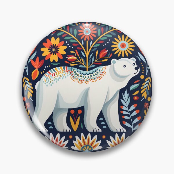 Item preview, Scandinavian Folk Art, Floral Polar Bear designed and sold by xiao xuans.